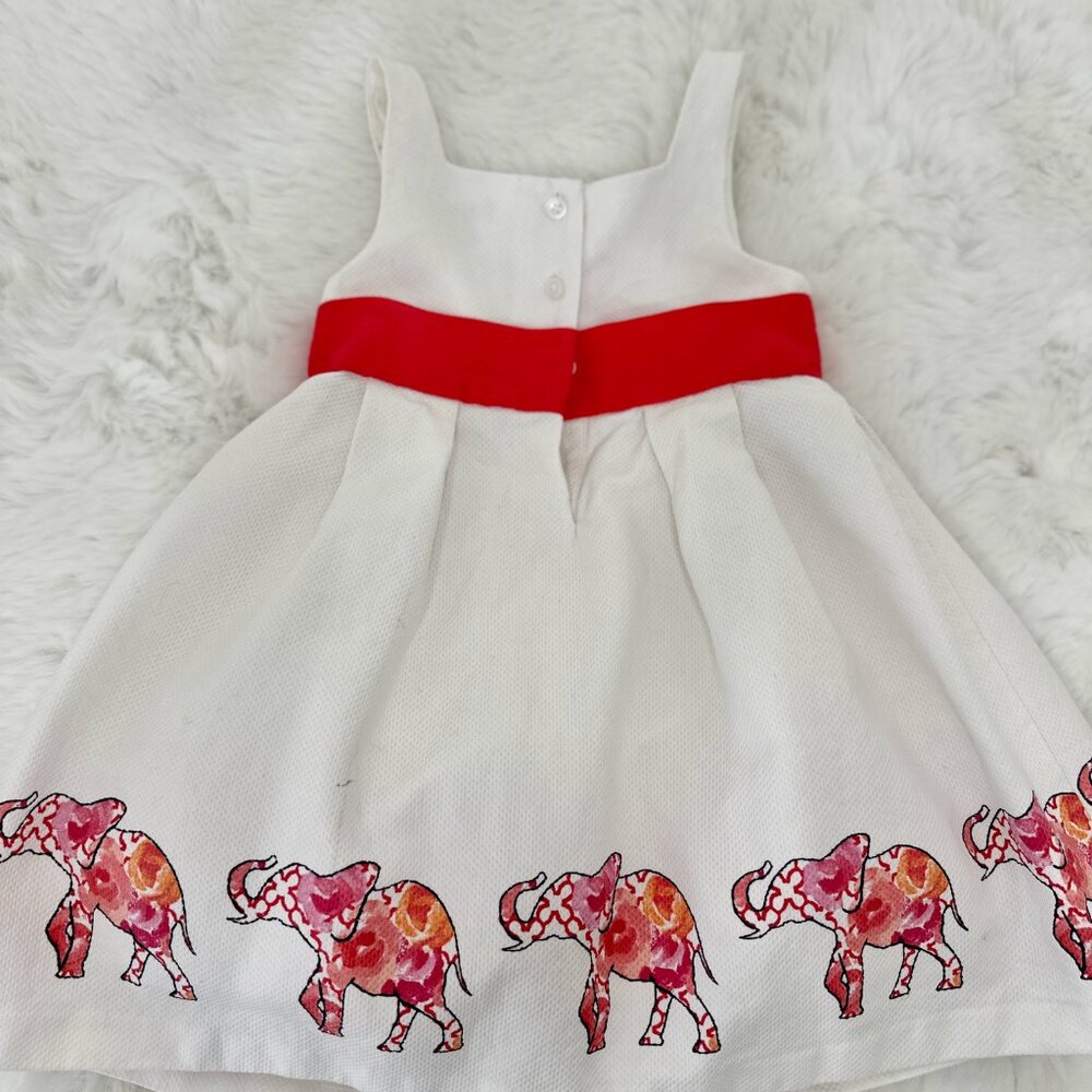 Janie and Jack Elephant Print Dress – White & Pink - Picture 4 of 8